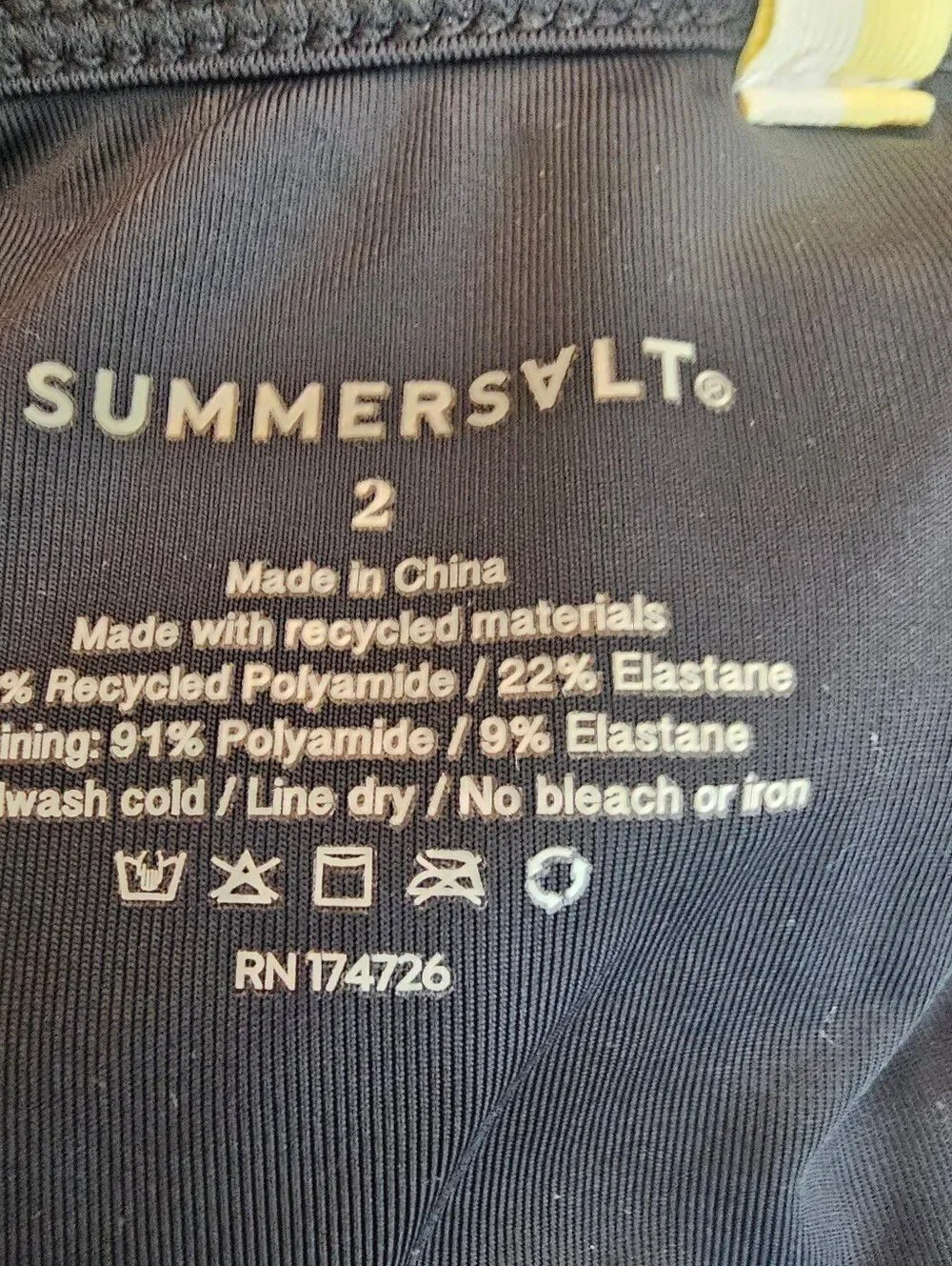 Summersalt Black One Piece Bathing Suit Size 2, Like New